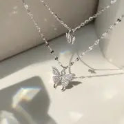 Double Butterfly Zirconia Necklace