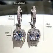 Elegant Square Zirconia Dangle Earrings