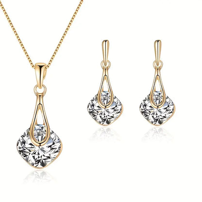 Sparkling Crystal Pendant &amp; Earrings Set