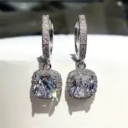 Elegant Square Zirconia Dangle Earrings