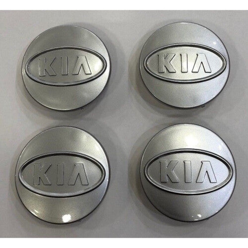 ✨ Premium 4-Pack Alloy Wheel Center Caps for Kia – Sleek Silver Badge Design ✨