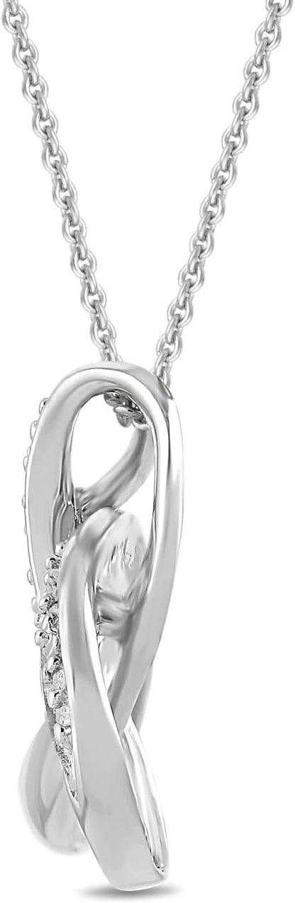 18K Gold Diamond Knot Pendant Necklace - Elegant Sterling Silver