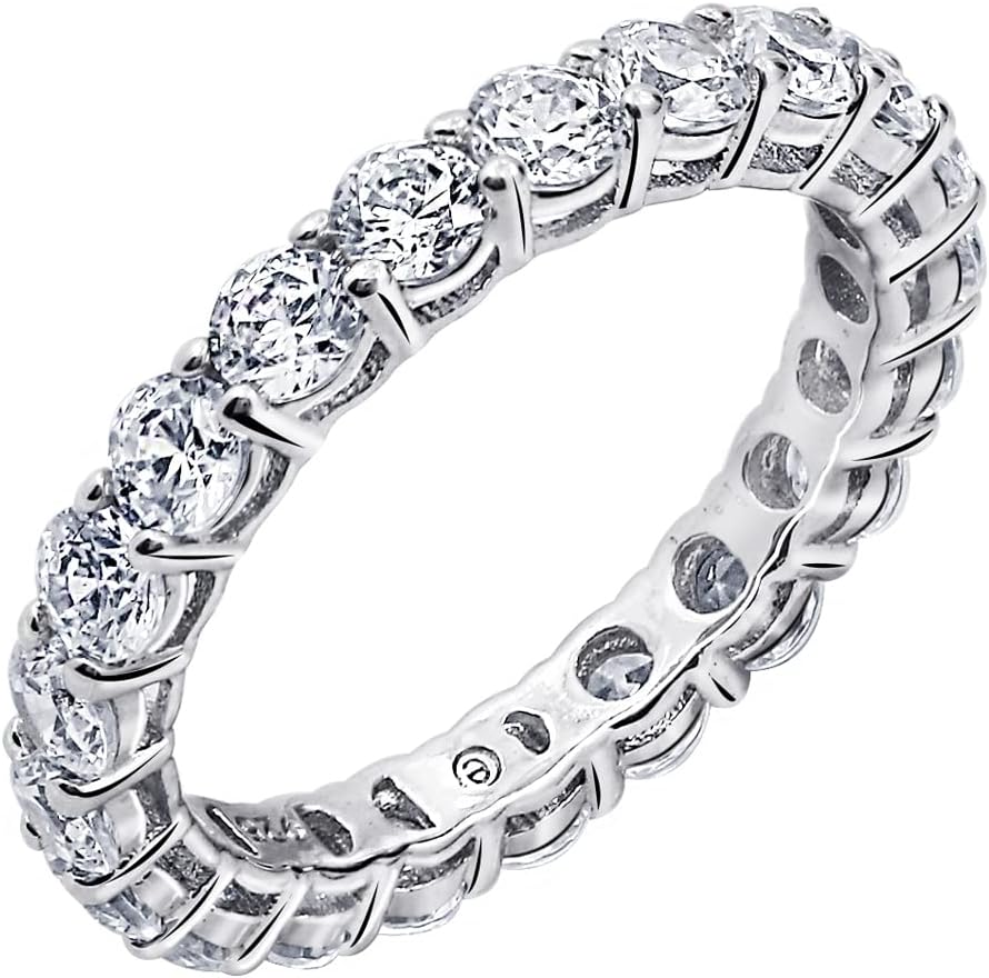 Gold/Platinum-Plated Sterling Silver with Round Cubic Zirconia