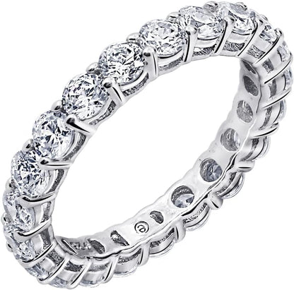 Gold/Platinum-Plated Sterling Silver with Round Cubic Zirconia