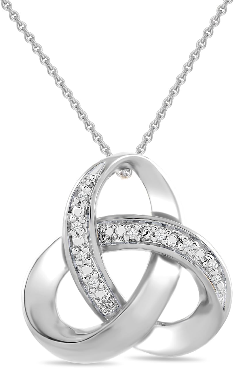 18K Gold Diamond Knot Pendant Necklace - Elegant Sterling Silver