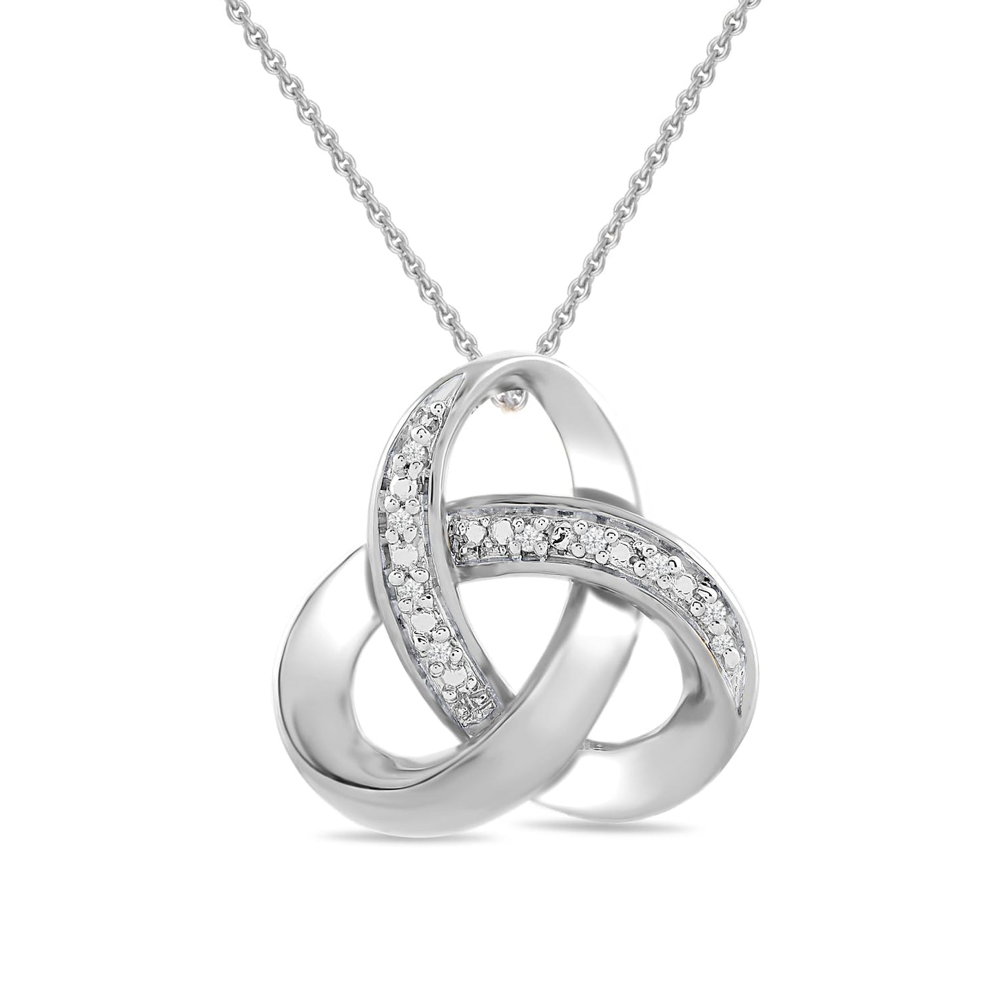 18K Gold Diamond Knot Pendant Necklace - Elegant Sterling Silver