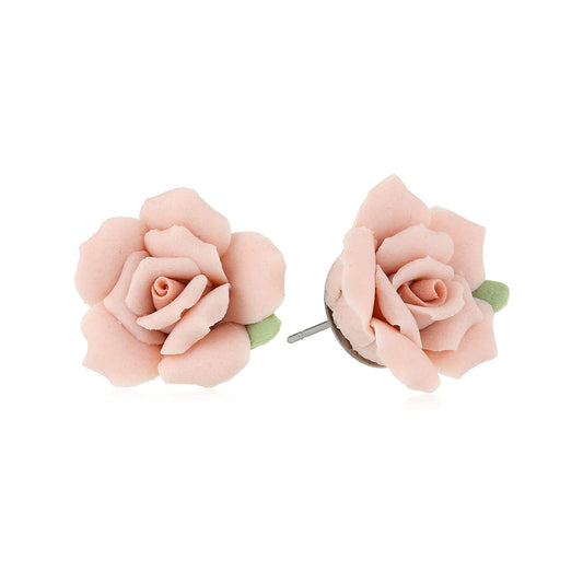 Jewelry Porcelain Rose Post Earrings