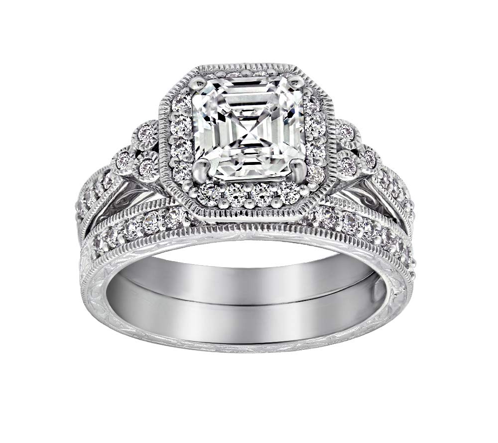 Sterling Silver Zirconia Antique Ring Set