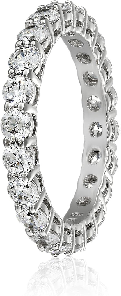 Gold/Platinum-Plated Sterling Silver with Round Cubic Zirconia