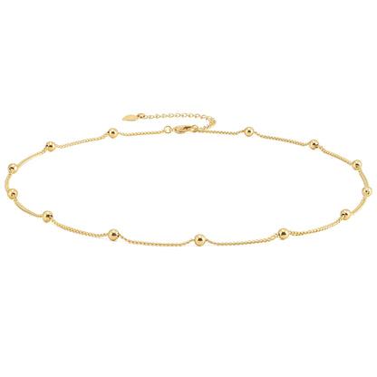 Aobei Pearl 18k Gold Choker with Lava Bead Pendant"