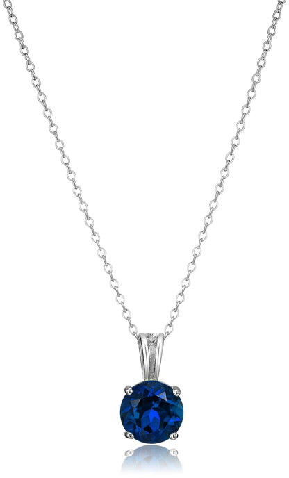 Sterling Silver Birthstone Pendant Necklace - 18"