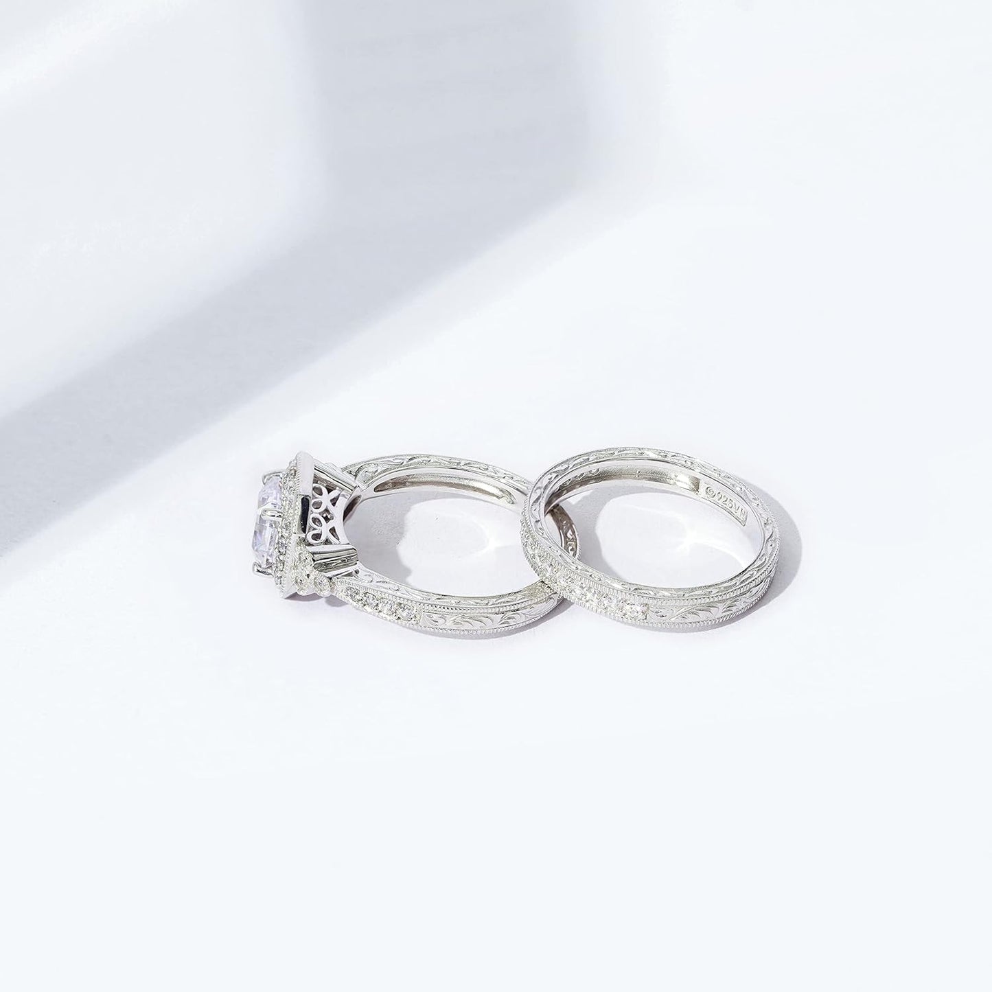 Sterling Silver Zirconia Antique Ring Set