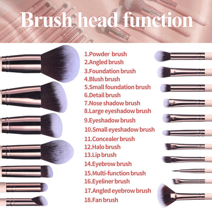 18 Makeup Brushes Suit Rotating Barrel