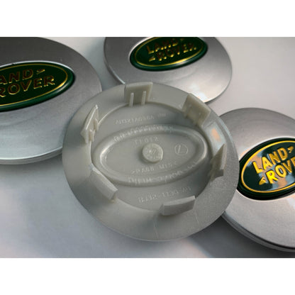 🌟 Set of 4 Silver &amp; Green Alloy Wheel Caps (63mm) - Perfect for Land Rover Models!