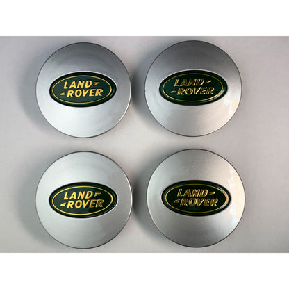 🌟 Set of 4 Silver &amp; Green Alloy Wheel Caps (63mm) - Perfect for Land Rover Models!