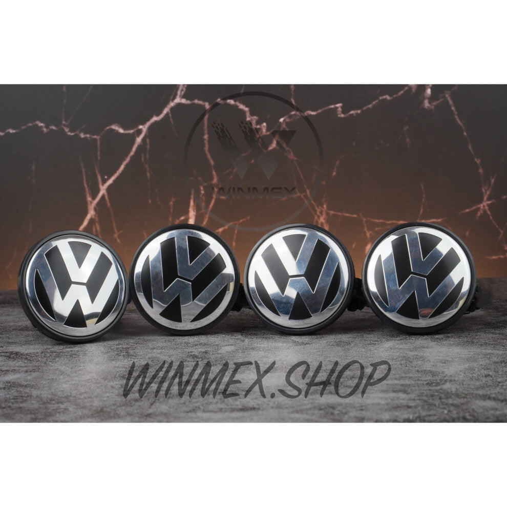 🌟 Set of 4 VW Wheel Centre Caps (56mm) - Fits Most Original VW Alloys!